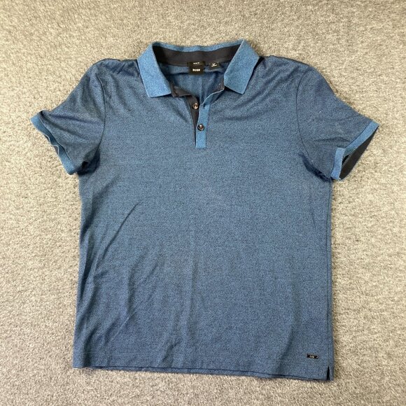 Boss Hugo Boss Polo Mens Large L Blue Short Sleeve Slim Fit - Picture 1 of 11